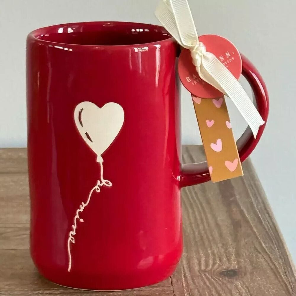 Rae‎ Dunn Valentines HEART BALLOON 'Be Mine' Tall Glazed Ceramic Mug - BNWT